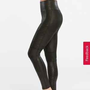 Spanx Faux Leather Black Moto Leggings